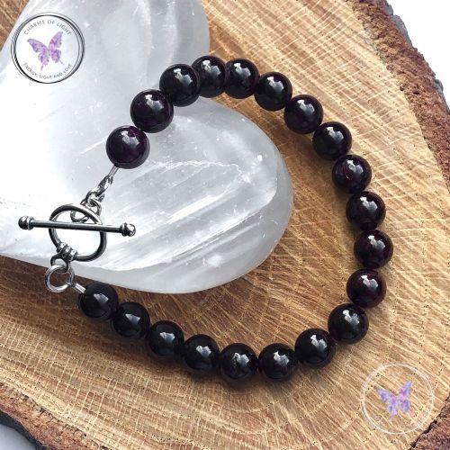 Garnet Healing Bracelet With Silver Toggle Clasp